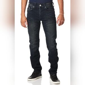 True Religion Jeans Mens 34x32 Blue Geno Flap Big T Relaxed Slim Last Call